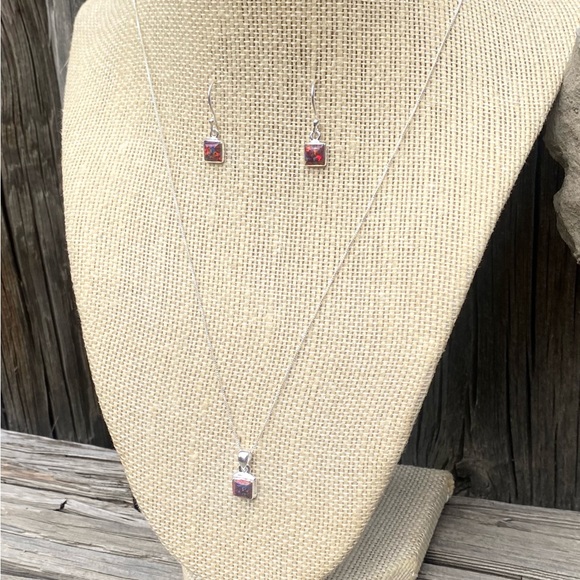 💥SET💥Red Fire Opal Necklace & Earrings - Picture 12 of 14
